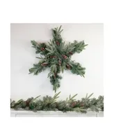 32" Pre-Lit Artificial Mixed Pine and Pine Cone Christmas Snowflake Wreath