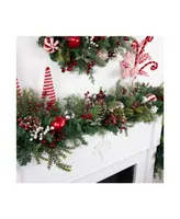 7' Peppermint Decorated Artificial Christmas Garland