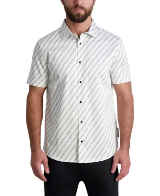 Karl Lagerfeld Men's Asymmetric Logo Print Short Sleeve Shirt