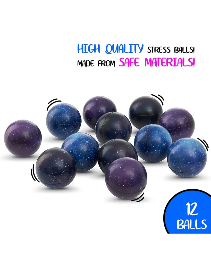 Neliblu 2.5 Inch Stress Balls for Kids and Adults - Outer Space Starlight Galaxy Design in Breathtaking Colors