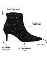 Journee Collection Women's Rossia Stud Embellished Pointed Toe Kitten Heel Dress Booties