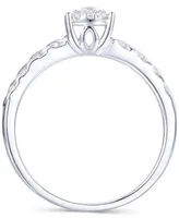 Promised Love Diamond Halo Cluster Ring (1/3 ct. t.w.) in Sterling Silver