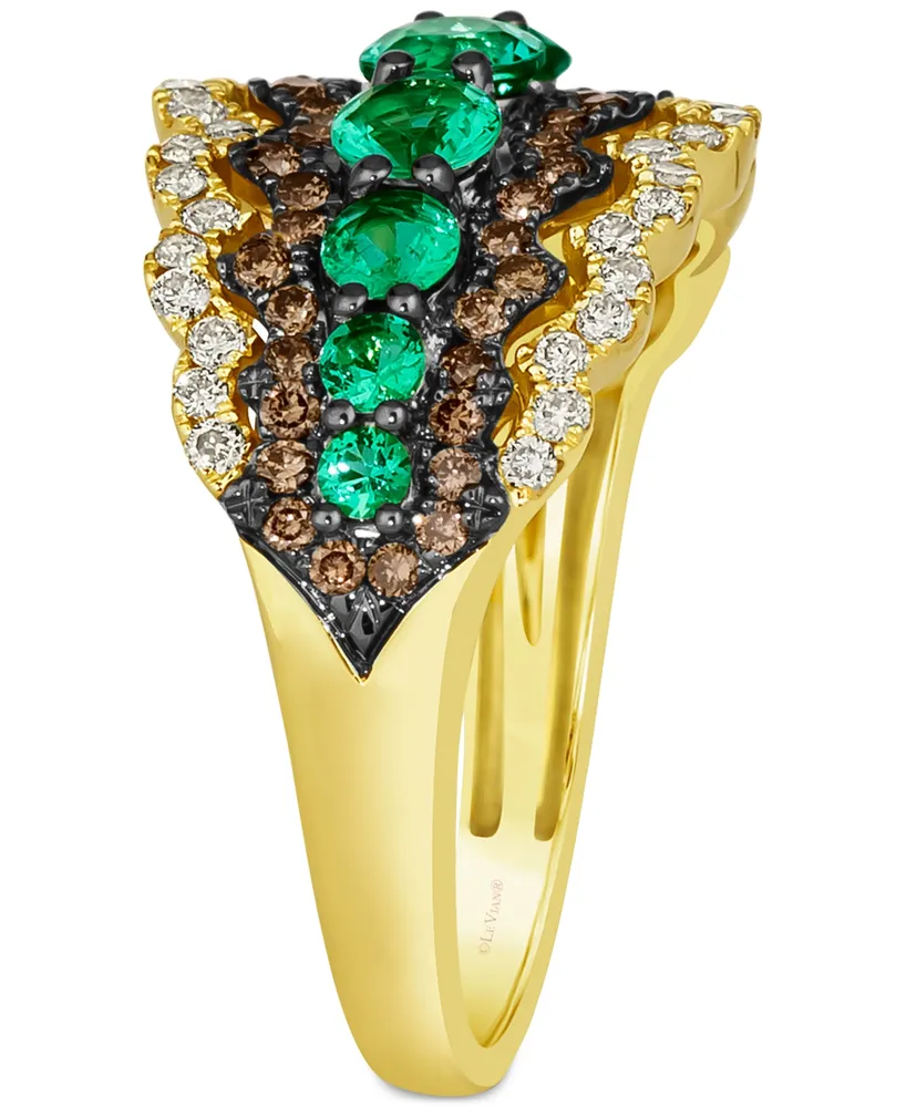 Le Vian Costa Smeralda Emeralds (3/4 ct. t.w.) & Diamond (5/8 ct. t.w.) Scalloped Edge Ring in 14k Gold