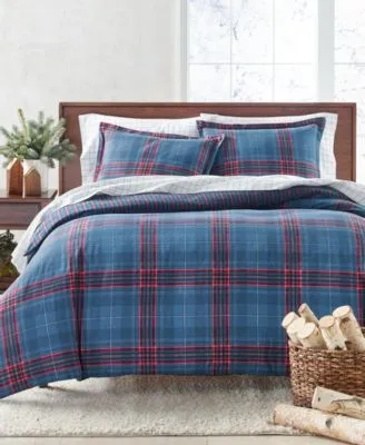 Charter Club Navy Plaid Flannel Comforters Created For Macys