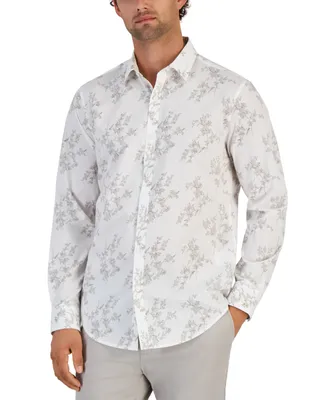 Alfani Men's Dotted Floral Print Long-Sleeve Button-Up Shirt, Created for Macy's