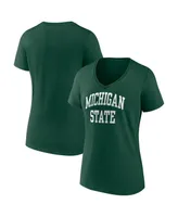 Women's Fanatics Green Michigan State Spartans Basic Arch V-Neck T-shirt