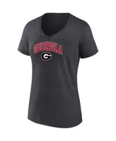 Women's Fanatics Heather Charcoal Georgia Bulldogs Evergreen Campus V-Neck T-shirt