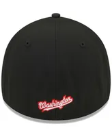 Men's New Era Black Washington Nationals Logo 39THIRTY Flex Hat