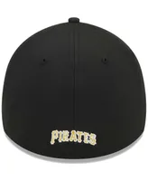 Men's New Era Black Pittsburgh Pirates Logo 39THIRTY Flex Hat