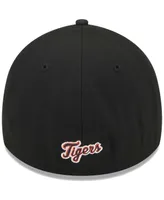 Men's New Era Black Detroit Tigers Logo 39THIRTY Flex Hat