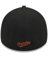 Men's New Era Black Baltimore Orioles Logo 39THIRTY Flex Hat