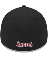 Men's New Era Black Los Angeles Angels Logo 39THIRTY Flex Hat