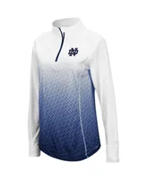 Women's Colosseum White, Navy Notre Dame Fighting Irish Magic Ombre Lightweight Fitted Quarter-Zip Long Sleeve Top