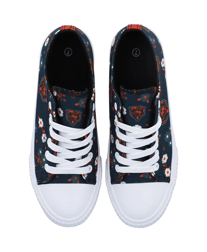 Women's Foco Navy Chicago Bears Flower Canvas Allover Shoes