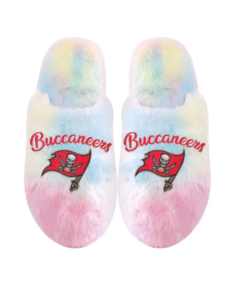 Big Boys and Girls Foco Tampa Bay Buccaneers Rainbow Script Slippers