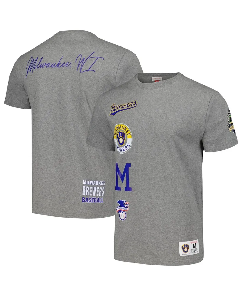 Men's Mitchell & Ness Heather Gray Milwaukee Brewers Cooperstown Collection City T-shirt