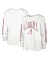 Women's '47 Brand White Alabama Crimson Tide Statement Soa 3-Hit Long Sleeve T-shirt