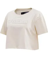 Women's Pro Standard Cream Philadelphia 76ers Neutral Boxy Crop T-shirt
