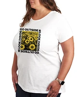 Hybrid Apparel Trendy Plus Sunflower Text Graphic T-shirt