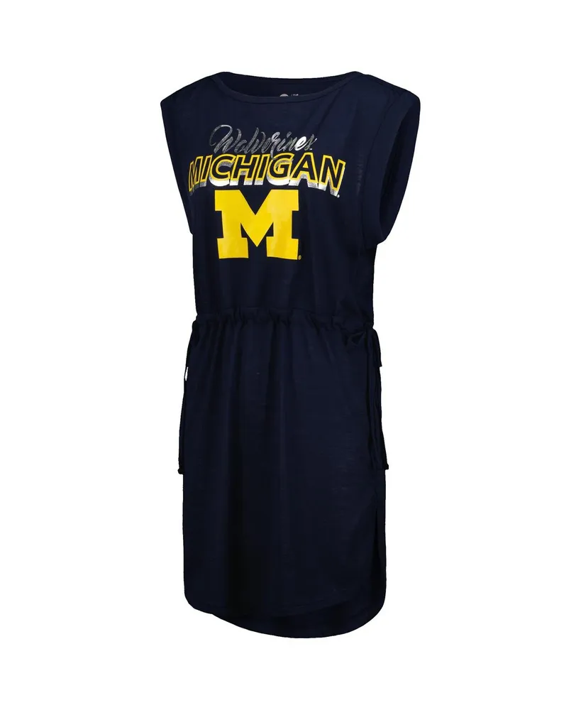 Women's G-iii 4Her by Carl Banks Navy Michigan Wolverines Goat Swimsuit Cover-Up Dress