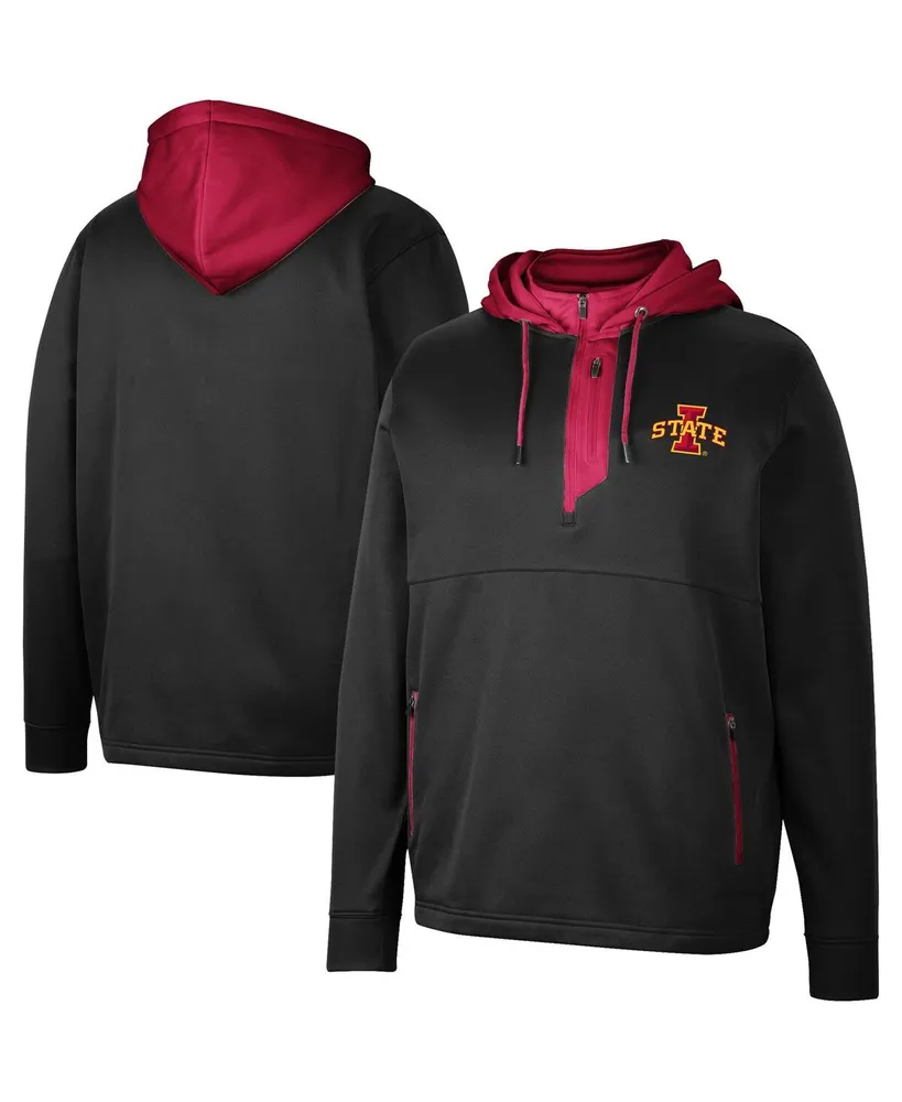 Men's Colosseum Black Iowa State Cyclones Luge 3.0 Quarter-Zip Hoodie