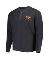 Men's Dunbrooke Charcoal Washington Commanders Logo Maverick Thermal Henley Long Sleeve T-shirt