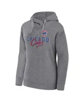 Women's Fanatics Heather Gray Chicago Cubs Script Favorite Pullover Hoodie