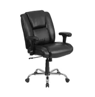 Emma+Oliver Big & Tall 400 Lb. Rated Leather Swivel Ergonomic Task Office Chair With Chrome Base And Adjustable Arms