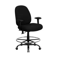 Emma+Oliver Big & Tall 400 Lb. Rated High Back Fabric Ergonomic Drafting Chair With Adjustable Back Height And Arms