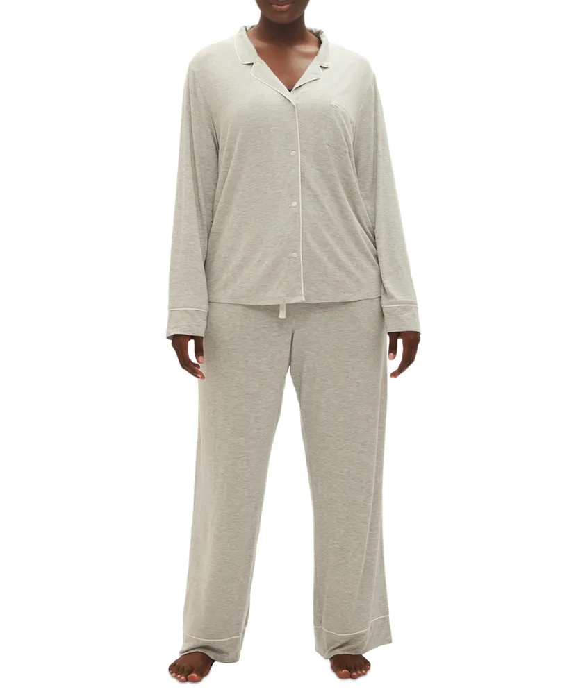 Gap GapBody Women's 2-Pc. Notched-Collar Long-Sleeve Pajamas Set