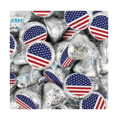 100 Pcs Patriotic Candy Red White & Blue Hershey's Kisses Milk Chocolate (1lb, Approx. 100 Pcs) - Assorted pre