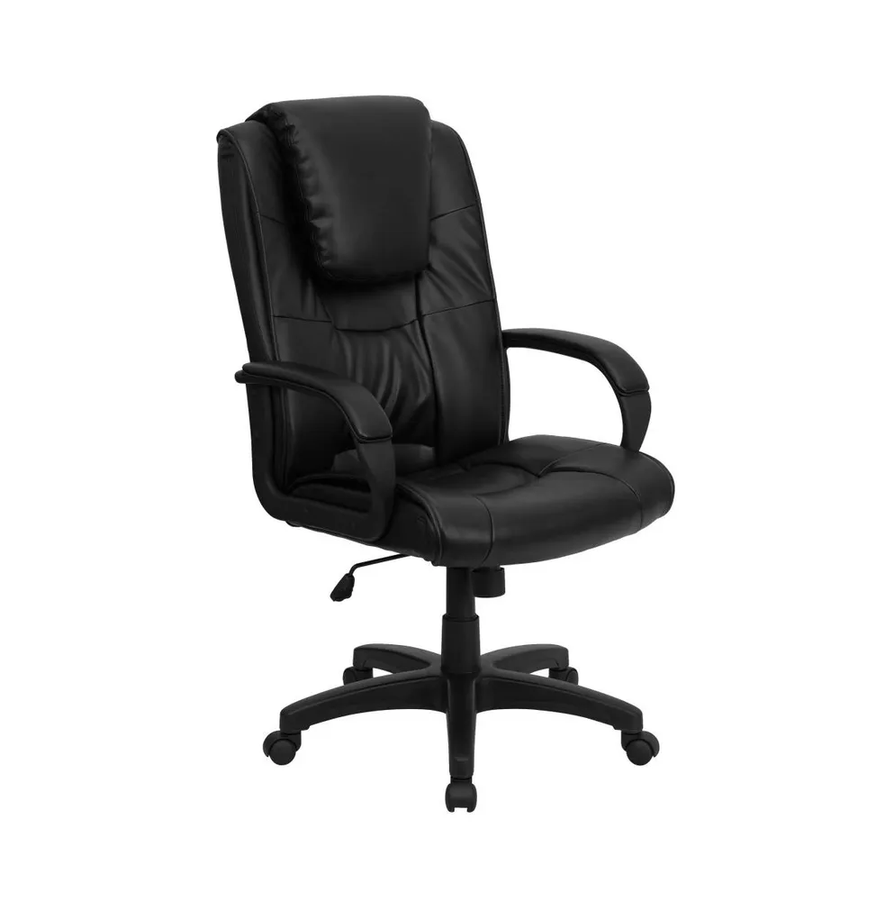 Emma+Oliver High Back Leather Executive Swivel Office Chair With Oversized Headrest And Arms