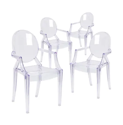 Emma+Oliver 4 Pack Ghost Chair With Arms