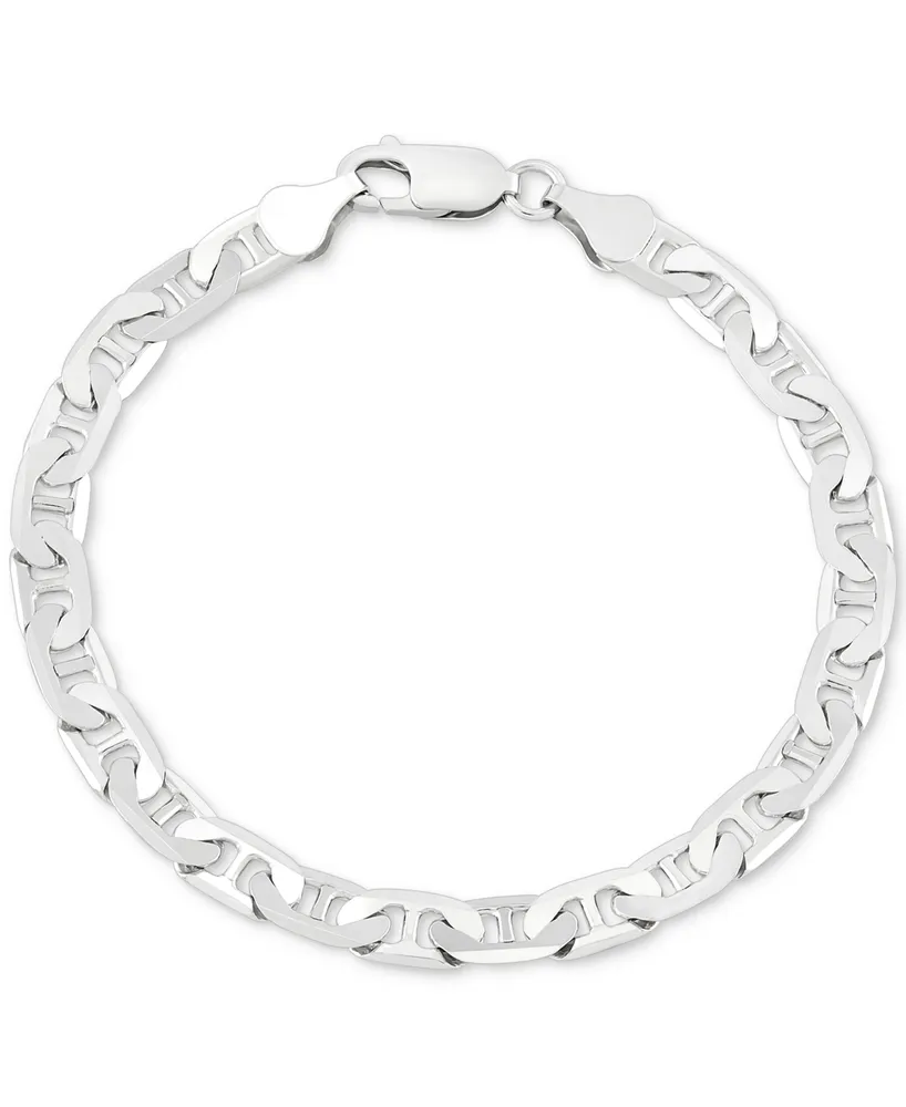 Men's Italian Silver Polished Mariner Link Chain Bracelet