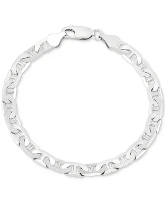 Men's Italian Silver Polished Mariner Link Chain Bracelet