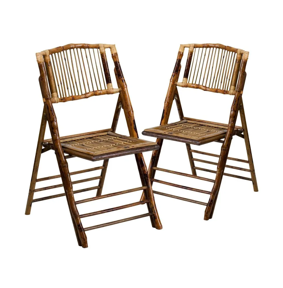 Emma+Oliver Bamboo Folding Chairs | Set Of 2 Bamboo Wood Folding Chairs