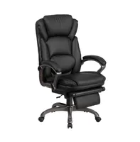 Emma+Oliver High Back Leather Executive Reclining Swivel Office Chair With Outer Lumbar Cushion And Arms