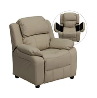 Emma+Oliver Deluxe Padded Contemporary Kids Recliner With Storage Arms