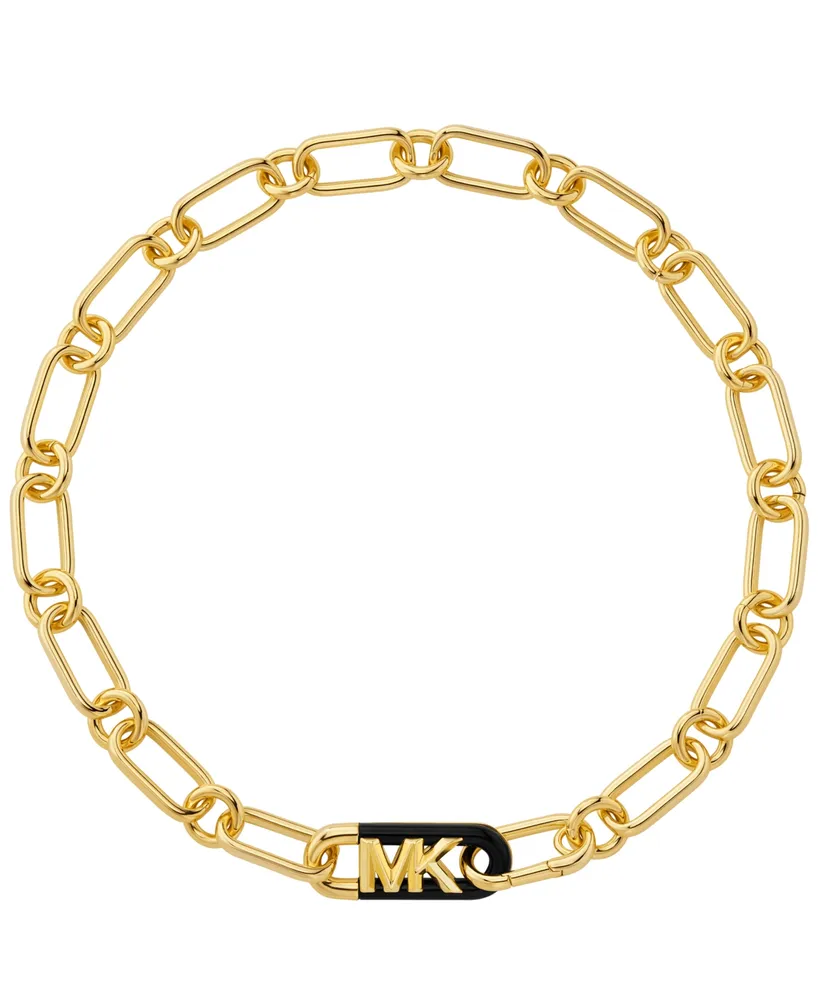 Michael Kors 14K Gold Plated Black Empire Link Chain Necklace