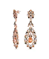Bling Jewelry Big Statement Black & Pink Crystal Lace Dangle Chandelier Earrings For Women Wedding Prom Pageant Rose Gold Plated - Multi