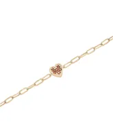 Garnet Heart Cluster Paperclip Link Bracelet (1/4 ct. t.w.) in 14k Gold-Plated Sterling Silver