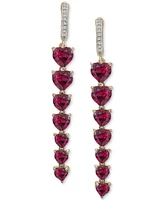 Garnet (8-3/8 ct. t.w.) & Lab-Grown White Sapphire (1/8 ct. t.w.) Linear Drop Earrings in 14k Gold-Plated Sterling Silver