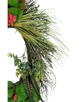 Wheat Eucalyptus and Twig Artificial Wreath 22"