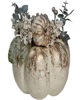 9" White and Gold-Tone Pumpkins Fall Harvest Arrangement