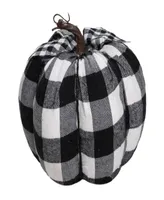 7" Black and White Buffalo Plaid Fall Harvest Tabletop Pumpkin