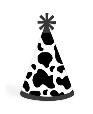 Cow Print Cone Happy Birthday Party Hats for Kids & Adults 8 Ct (Standard Size)