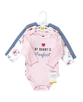 Hudson Baby Girls Cotton Long-Sleeve Bodysuits, Perfect Mommy 3-Pack, 3-6 Months