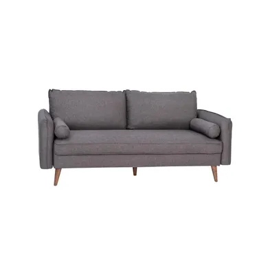 Emma+Oliver Carthage Upholstered Mid-Century Modern Pocket Spring Sofa With Wooden Legs And Removable Back Cushions