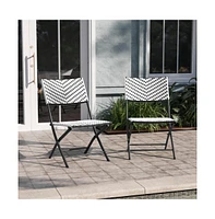 Ciel Set Of Two Folding Bistro Chairs Pe Rattan With Metal Frames For Indoor And Outdoor Use