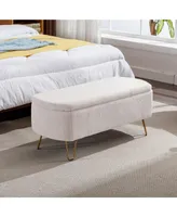 Simplie Fun Storage Ottoman Bench For End Of Bed Gold Legs